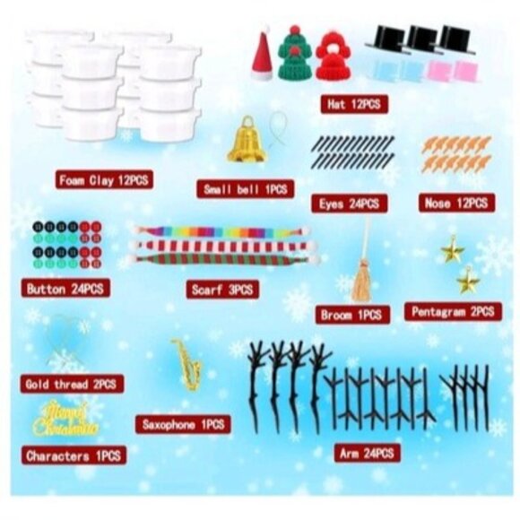 12 Pack Build a Snowman Kit Christmas Crafts Gift for Kids, Xmas Activities - Picture 2 of 7